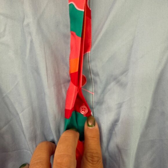 Alden Adair Taylor Puff Sleeve Contrast Trim Midi Dress in Roller Skate XL - Picture 8 of 11